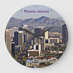 Downtown View von Phoenix, Arizona Große Wanduhr