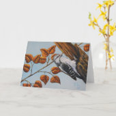 Downy Woodpecker - Blank Grußkarte Karte (Gelbe Blume)