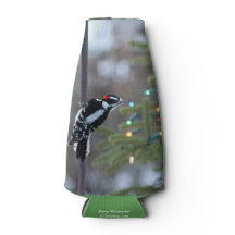 Downy Woodpecker & Christmas Tree