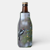 Downy Woodpecker & Christmas Tree Flaschenkühler (Flaschenvorderseite)