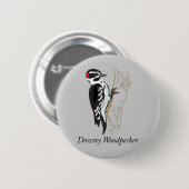 Downy Woodpecker Illustration Button (Vorne & Hinten)