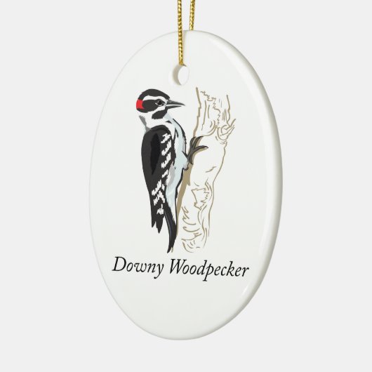 Downy Woodpecker Illustration Keramikornament (Links)
