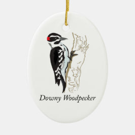 Downy Woodpecker Illustration Keramikornament