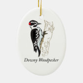 Downy Woodpecker Illustration Keramikornament (Hinten)