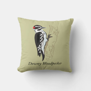 Downy Woodpecker Illustration Kissen