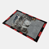 Downy Woodpecker in Snow - Original Foto Fußmatte (Schrägansicht)