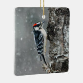 Downy Woodpecker in Snow - Original Foto Keramikornament (Rechts)