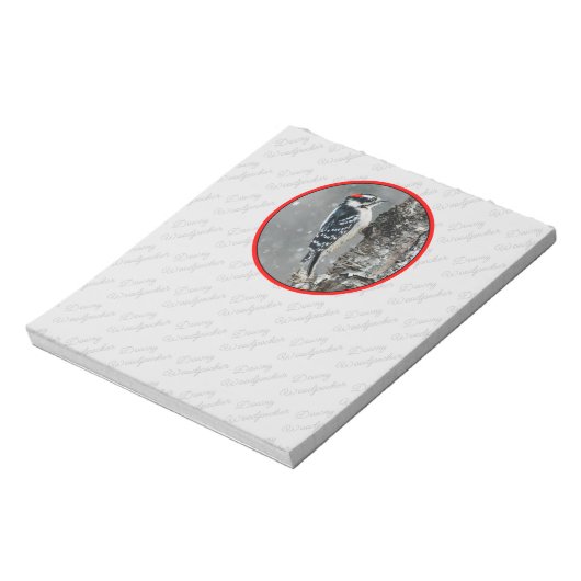 Downy Woodpecker in Snow - Original Foto Notizblock (Rotiert)