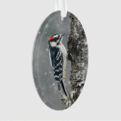 Downy Woodpecker in Snow - Original Foto Ornament (Vorderseite)