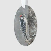 Downy Woodpecker in Snow - Original Foto Ornament (Vorderseite)