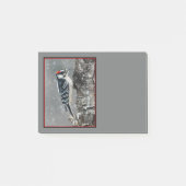 Downy Woodpecker in Snow - Original Foto Post-it Klebezettel (Vorderseite)