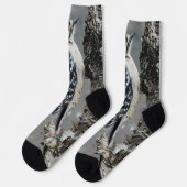 Downy Woodpecker in Snow - Original Foto Socken (Linkes Detail)