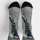 Downy Woodpecker in Snow - Original Foto Socken (Oben)
