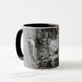 Downy Woodpecker in Snow - Original Foto Tasse (Vorderseite Links)