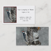 Downy Woodpecker in Snow - Original Foto Visitenkarte (Vorne/Hinten)