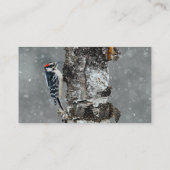 Downy Woodpecker in Snow - Original Foto Visitenkarte (Rückseite)