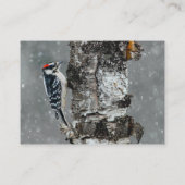 Downy Woodpecker in Snow - Original Foto Visitenkarte (Rückseite)