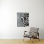 Downy Woodpecker in Snow - Original Foto Wandteppich (Beispiel)