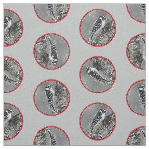 Downy Woodpecker in Winter Original Fotografie Stoff