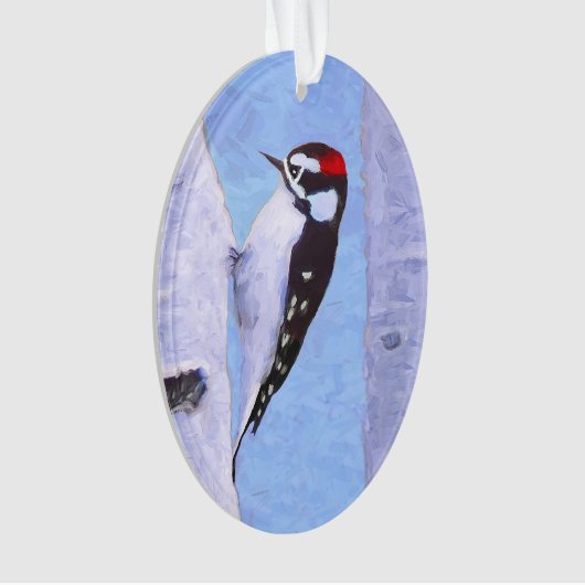 Downy Woodpecker-Malerei - Original Bird Art Ornament (Vorderseite)