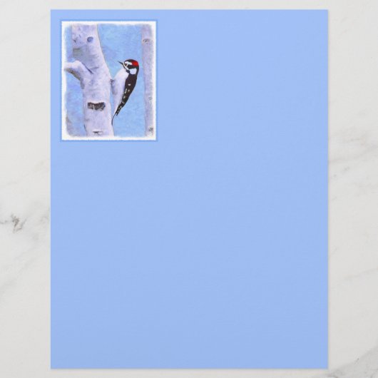 Downy Woodpecker Painting - Original Bird Art (Vorderseite)