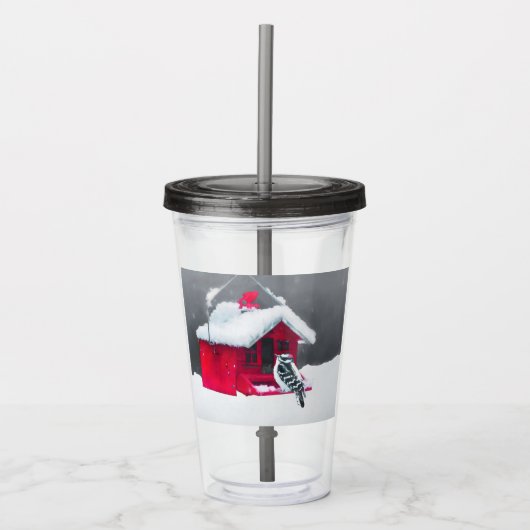 Downy Woodpecker Painting - Original Bird Art Acryltrinkbecher (Vorderseite)