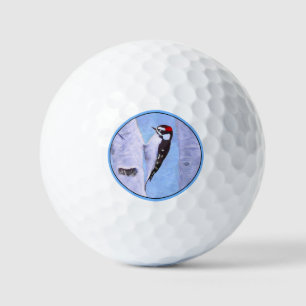 Downy Woodpecker Painting - Original Bird Art Golfball