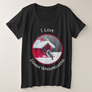 Downy Woodpecker Painting - Original Bird Art Große Größe T-Shirt