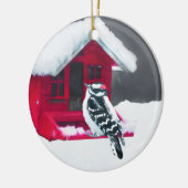 Downy Woodpecker Painting - Original Bird Art Keramik Ornament (Links)