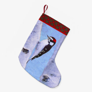 Downy Woodpecker Painting - Original Bird Art Kleiner Weihnachtsstrumpf