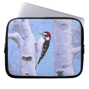 Downy Woodpecker Painting - Original Bird Art Laptopschutzhülle