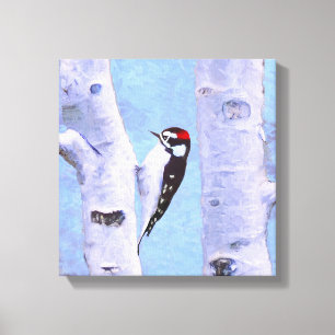 Downy Woodpecker Painting - Original Bird Art Leinwanddruck