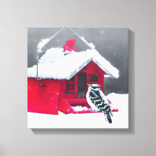 Downy Woodpecker Painting - Original Bird Art Leinwanddruck