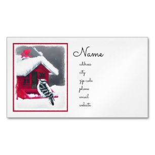 Downy Woodpecker Painting - Original Bird Art Magnetische Visitenkarte
