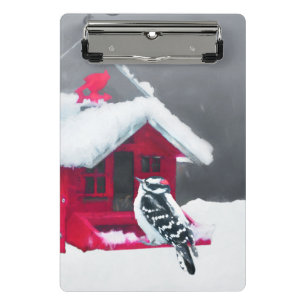 Downy Woodpecker Painting - Original Bird Art Mini Klemmbrett