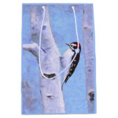 Downy Woodpecker Painting - Original Bird Art Mittlere Geschenktüte (Vorderseite)