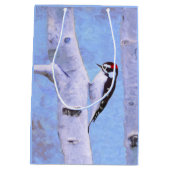 Downy Woodpecker Painting - Original Bird Art Mittlere Geschenktüte (Rückseite)