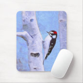 Downy Woodpecker Painting - Original Bird Art Mousepad (Mit Mouse)