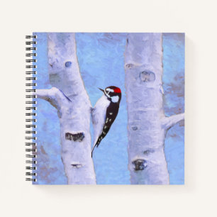 Downy Woodpecker Painting - Original Bird Art Notizblock