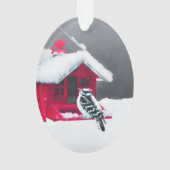 Downy Woodpecker Painting - Original Bird Art Ornament (Rückseite)