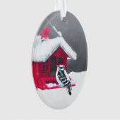Downy Woodpecker Painting - Original Bird Art Ornament (Vorderseite)