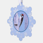 Downy Woodpecker Painting - Original Bird Art Ornament Karte (Linke Ecke)