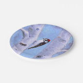 Downy Woodpecker Painting - Original Bird Art Pappteller (Schrägansicht)