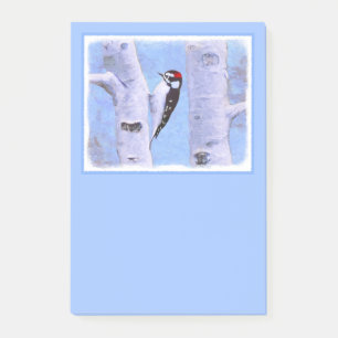 Downy Woodpecker Painting - Original Bird Art Post-it Klebezettel