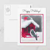 Downy Woodpecker Painting - Original Bird Art Postkarte (Vorne/Hinten)