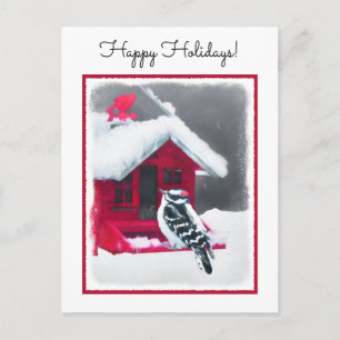 Downy Woodpecker Painting - Original Bird Art Postkarte