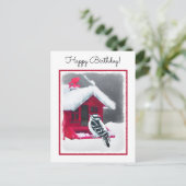 Downy Woodpecker Painting - Original Bird Art Postkarte (Stehend Vorderseite)