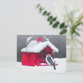 Downy Woodpecker Painting - Original Bird Art Postkarte (Stehend Vorderseite)