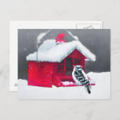 Downy Woodpecker Painting - Original Bird Art Postkarte (Vorne/Hinten)