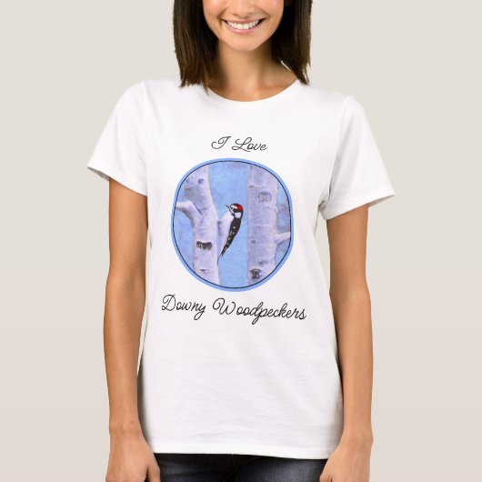 Downy Woodpecker Painting - Original Bird Art T-Shirt (Vorderseite)